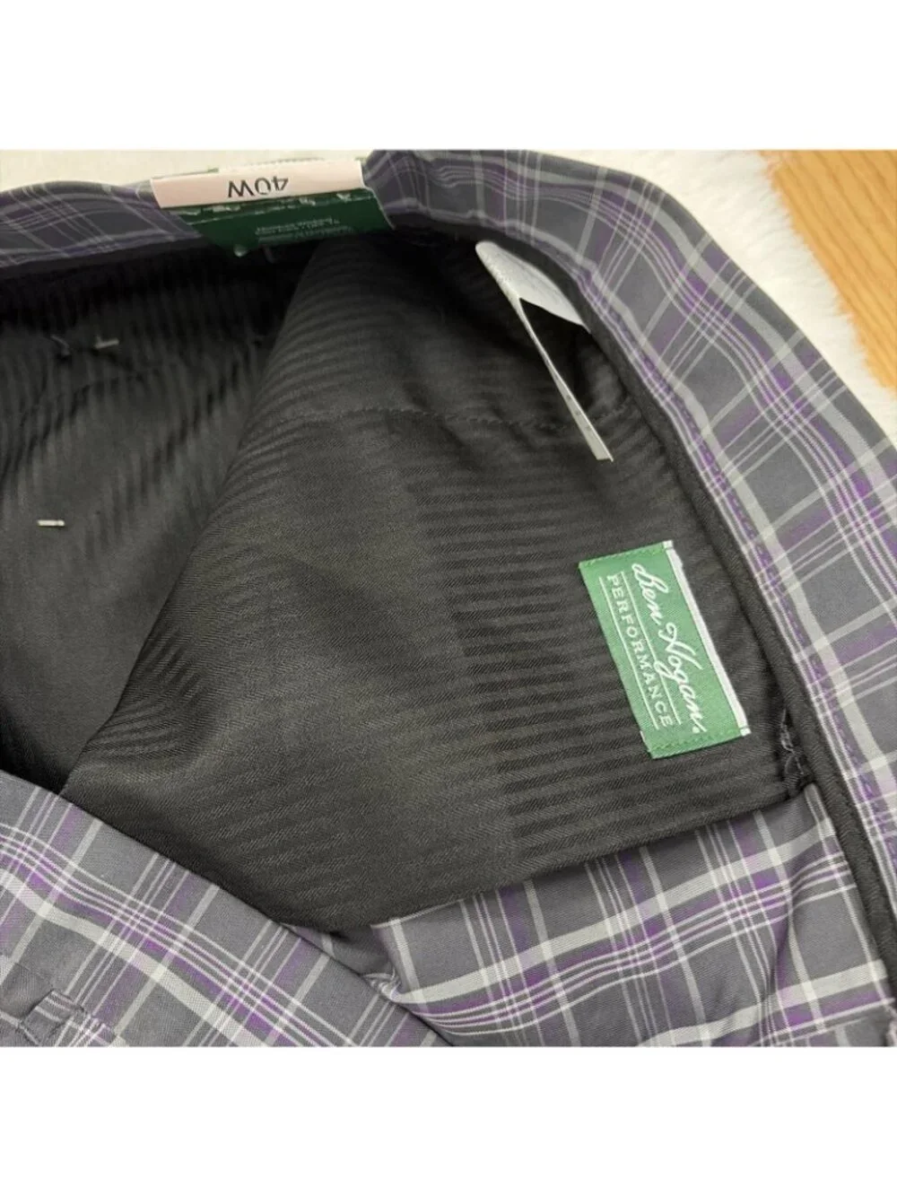 Ben Hogan Performance Golf Shorts NWT  40W Gray Purple Plaid